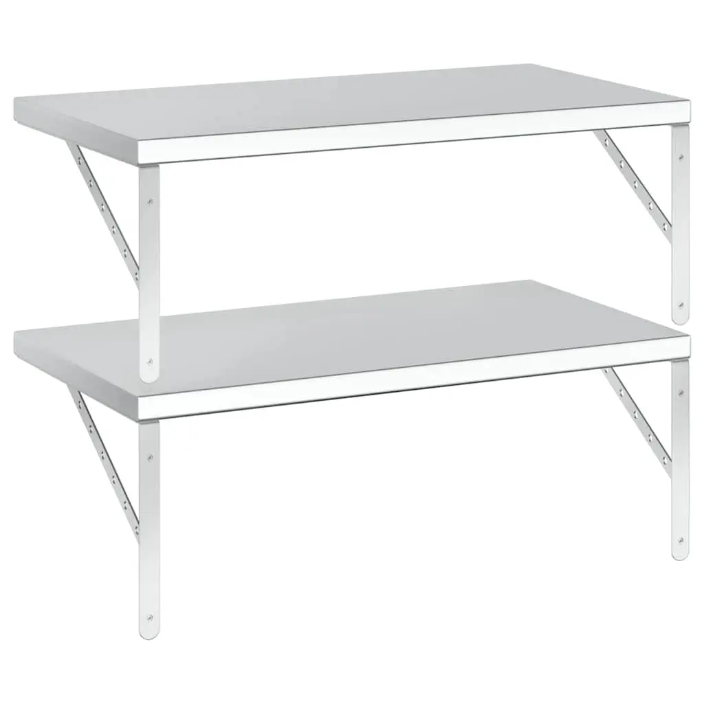 Wall Shelves 2 pcs 75x40 cm Silver Floating Storage Shelving Display Rack