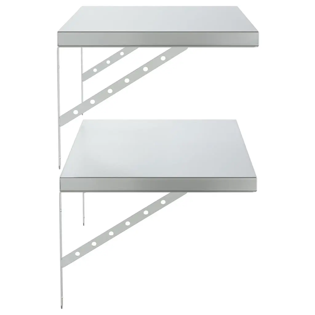 Wall Shelves 2 pcs 75x40 cm Silver Floating Storage Shelving Display Rack