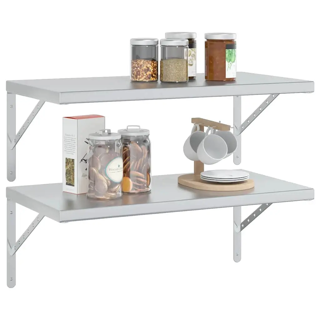 Wall Shelves 2 pcs 75x40 cm Silver Floating Storage Shelving Display Rack