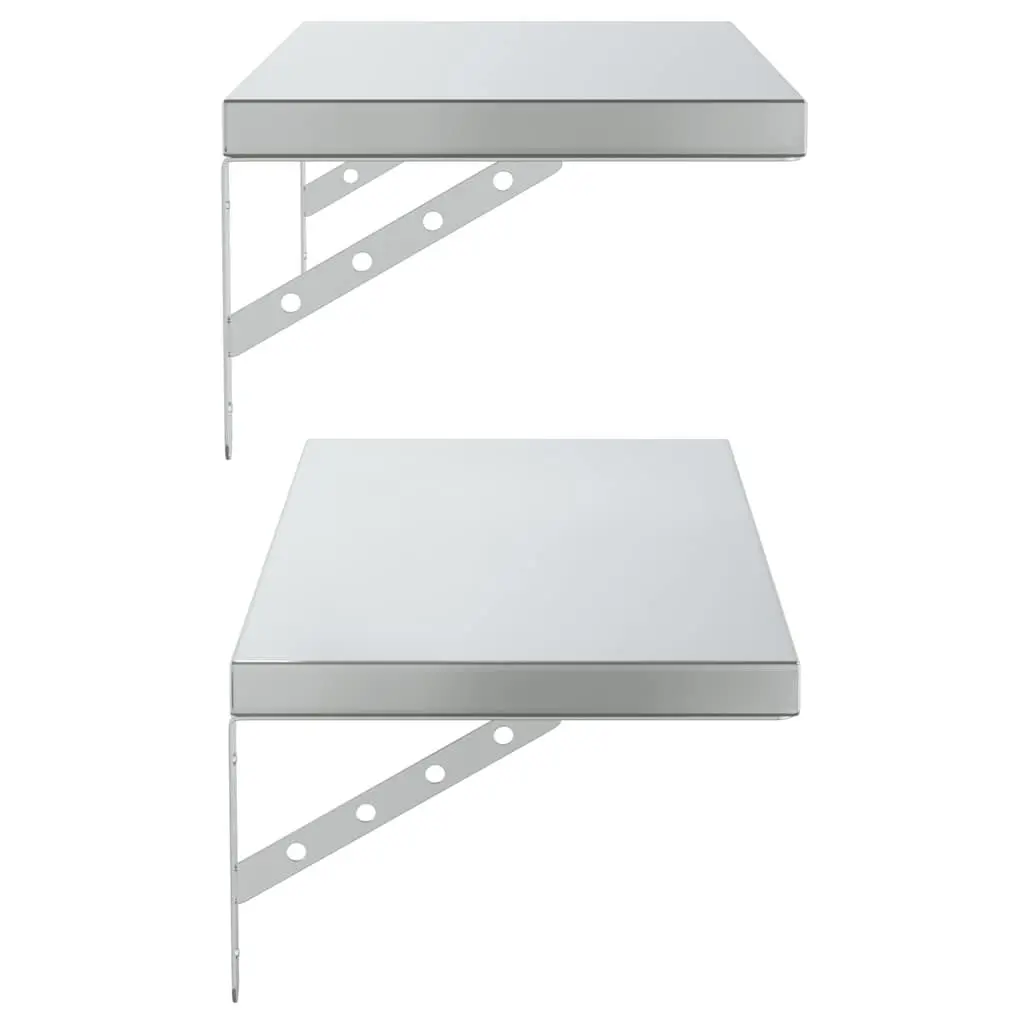 Silver Stainless Steel Wall Shelves 2 pcs 75x30 cm