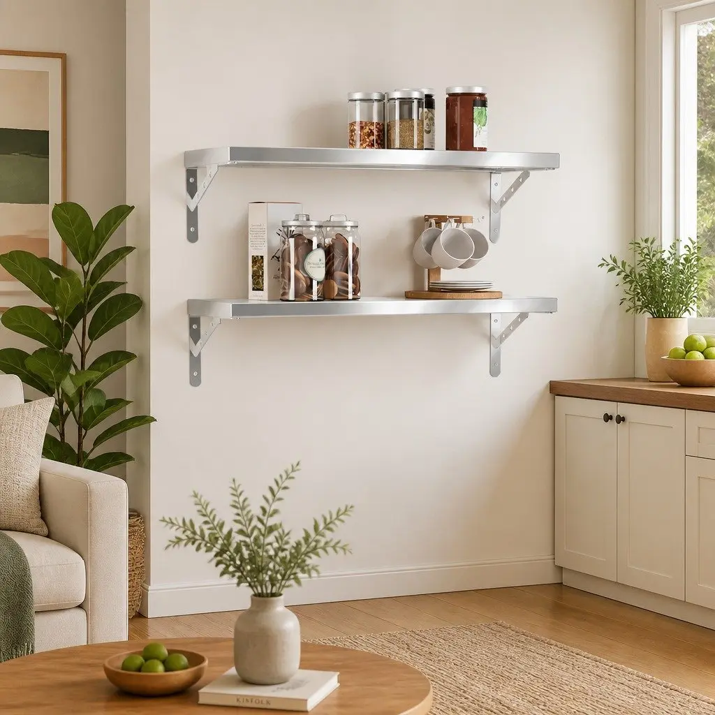 Silver Floating Shelves 2 pcs 75x23.5 cm for Home