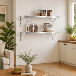 Silver Floating Shelves 2 pcs 75x23.5 cm for Home