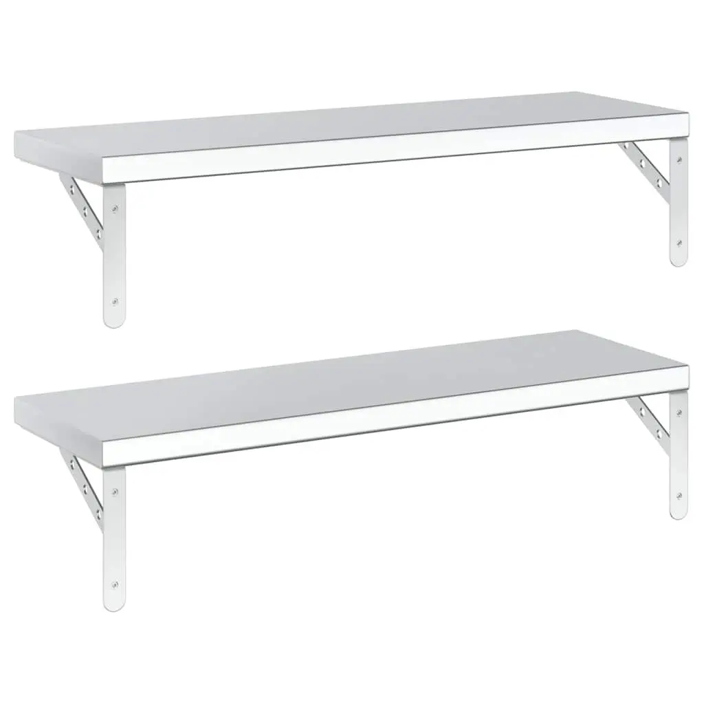 Silver Floating Shelves 2 pcs 75x23.5 cm for Home