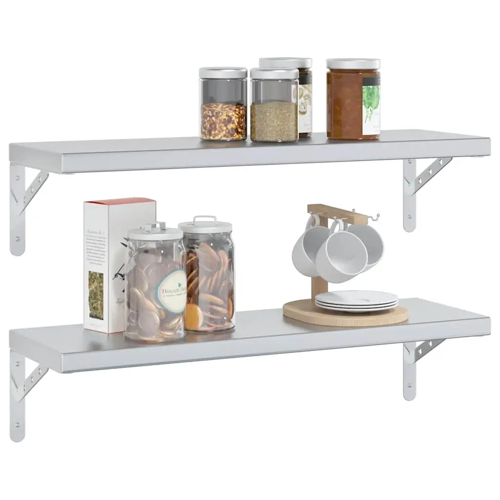 Silver Floating Shelves 2 pcs 75x23.5 cm for Home