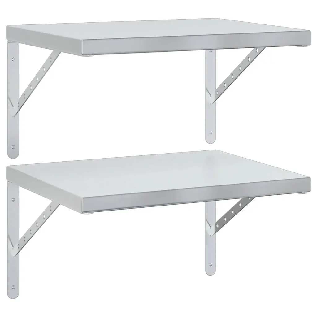 Silver Stainless Steel Floating Wall Shelves 50x40 cm
