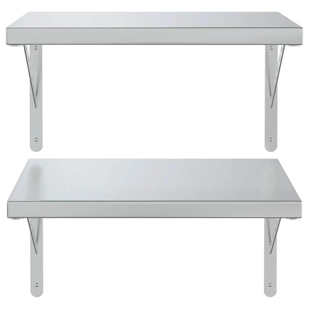 Silver Stainless Steel Floating Wall Shelves 50x40 cm