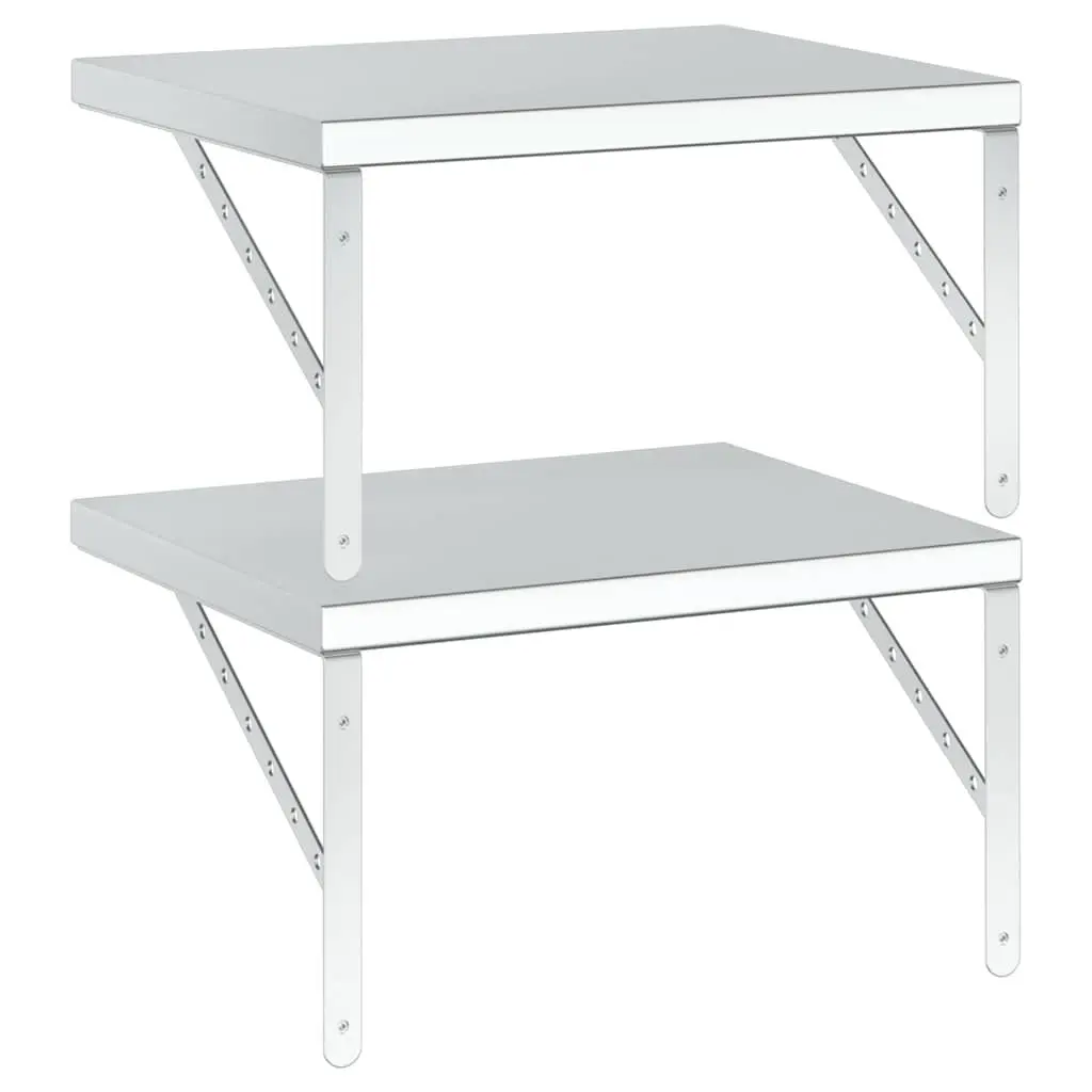 Silver Stainless Steel Floating Wall Shelves 50x40 cm