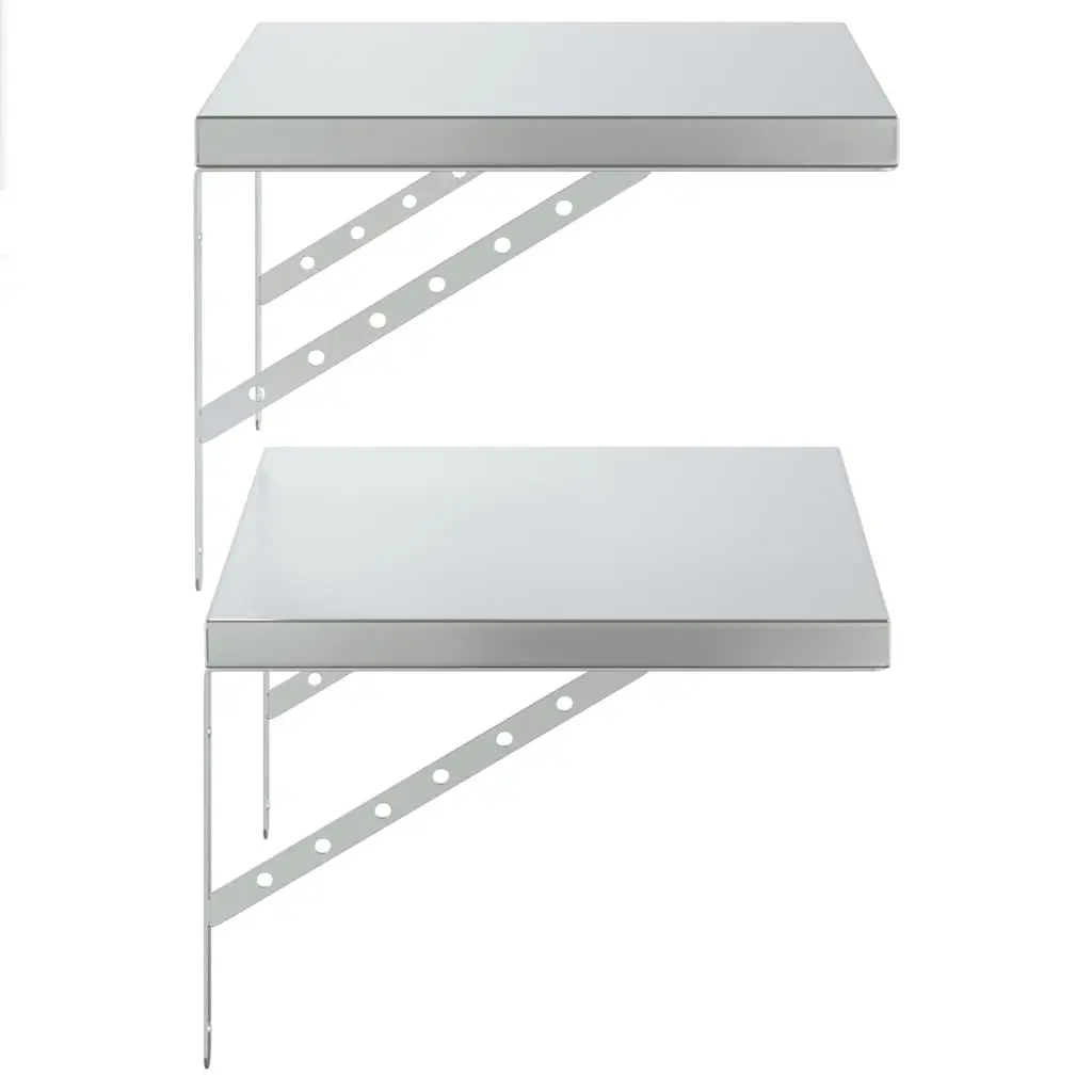 Silver Stainless Steel Floating Wall Shelves 50x40 cm