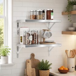 Silver Floating Wall Shelves 2 pcs 50x30 cm for Home
