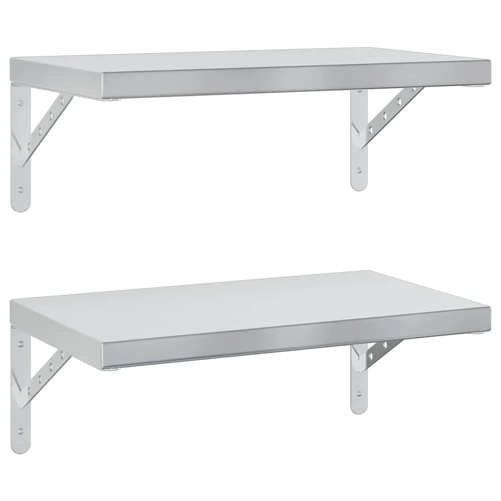Silver Floating Wall Shelves 2 pcs 50x30 cm for Home