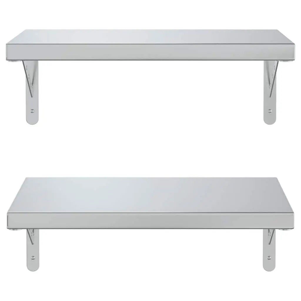 Silver Floating Wall Shelves 2 pcs 50x30 cm for Home