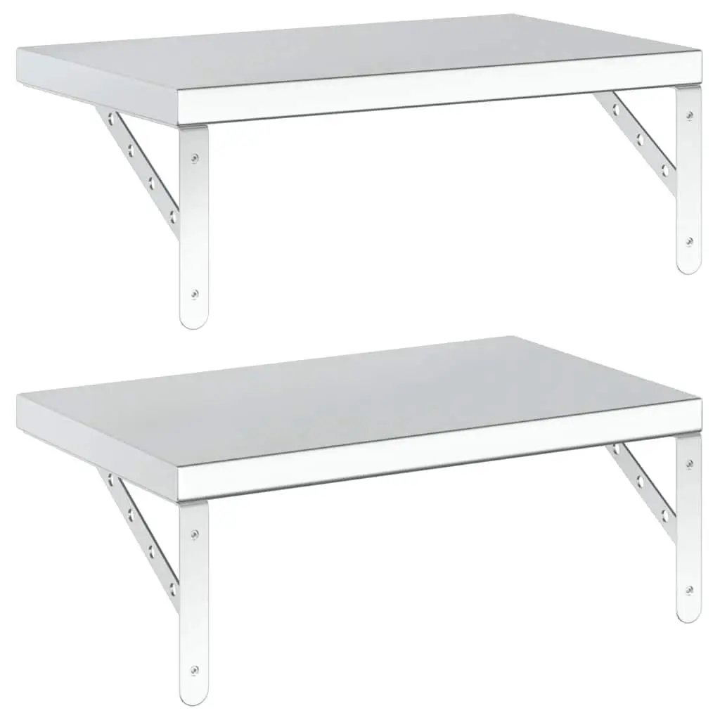 Silver Floating Wall Shelves 2 pcs 50x30 cm for Home