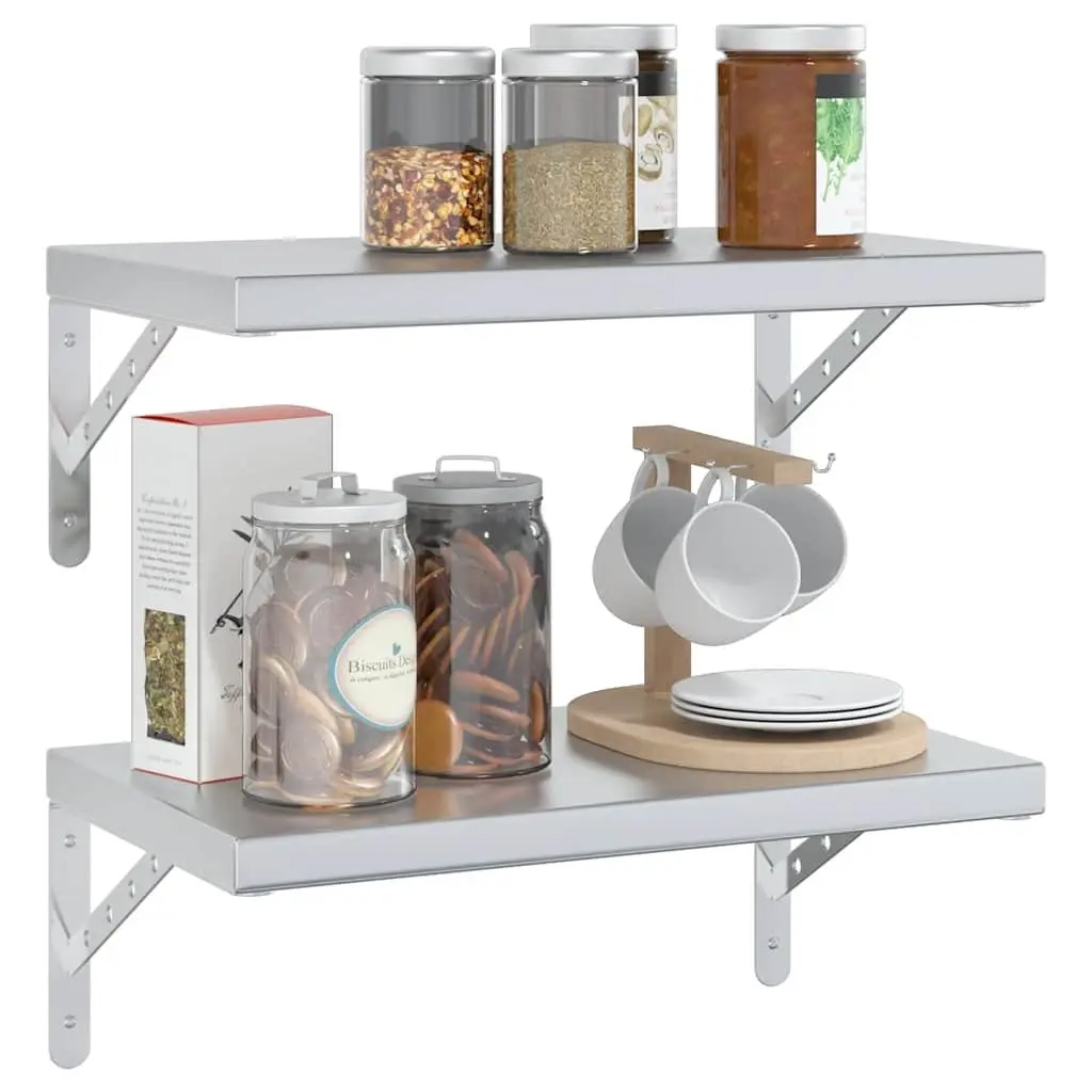 Silver Floating Wall Shelves 2 pcs 50x30 cm for Home