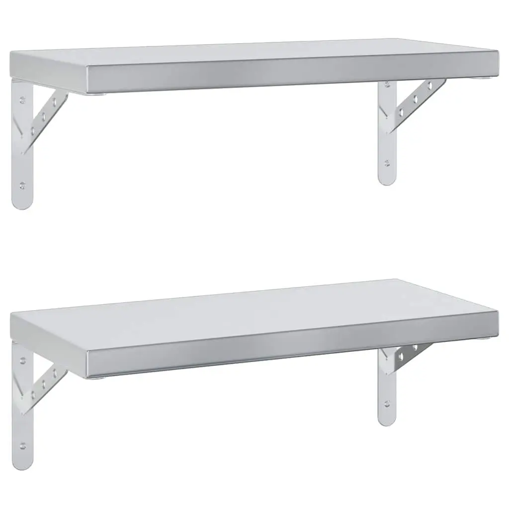 Silver Floating Wall Shelves 2 pcs 50x23.5 cm