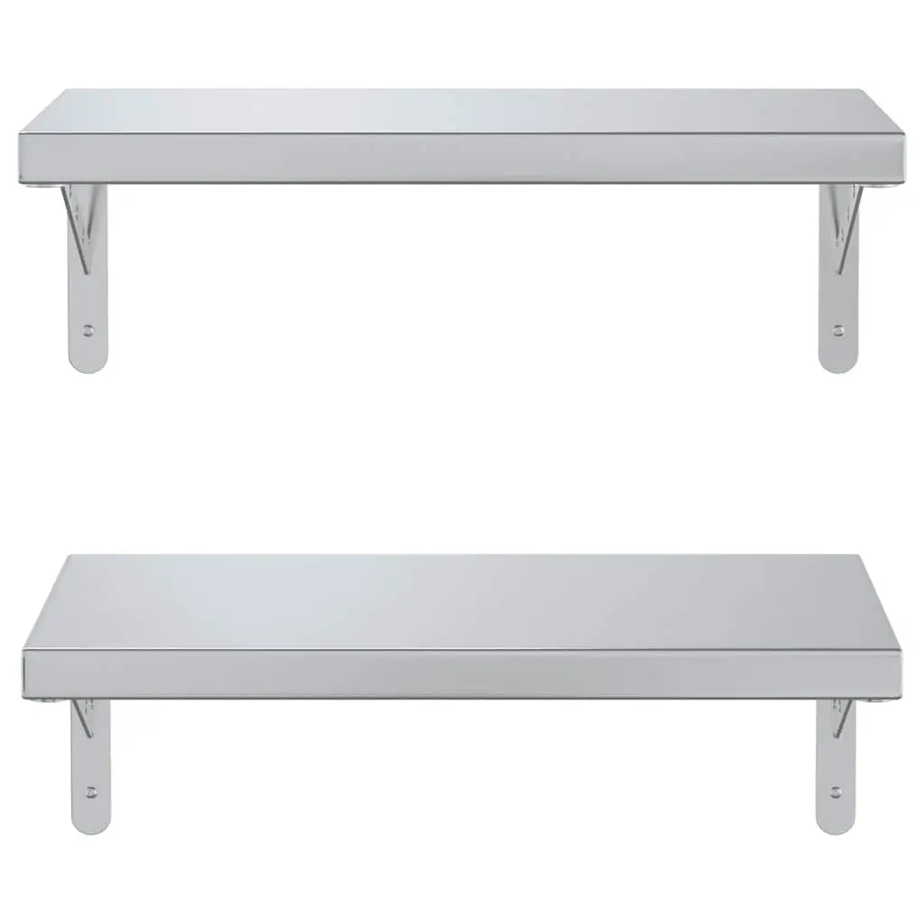 Silver Floating Wall Shelves 2 pcs 50x23.5 cm