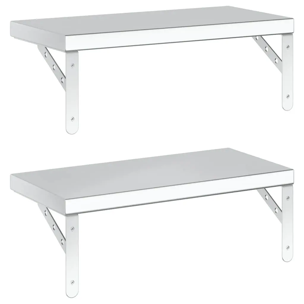 Silver Floating Wall Shelves 2 pcs 50x23.5 cm