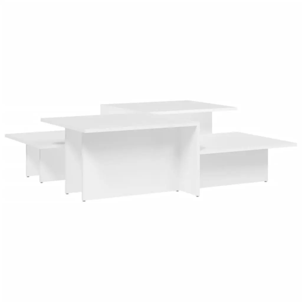 Coffee Table Set 2 Pieces White Engineered Wood Living Room Accent Furniture