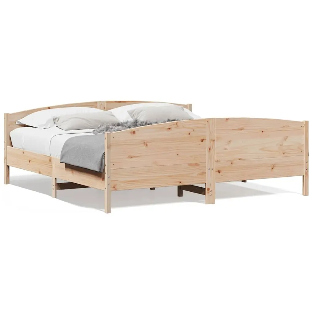 Solid Pine Wood King Bed Frame 183x203cm with Headboard