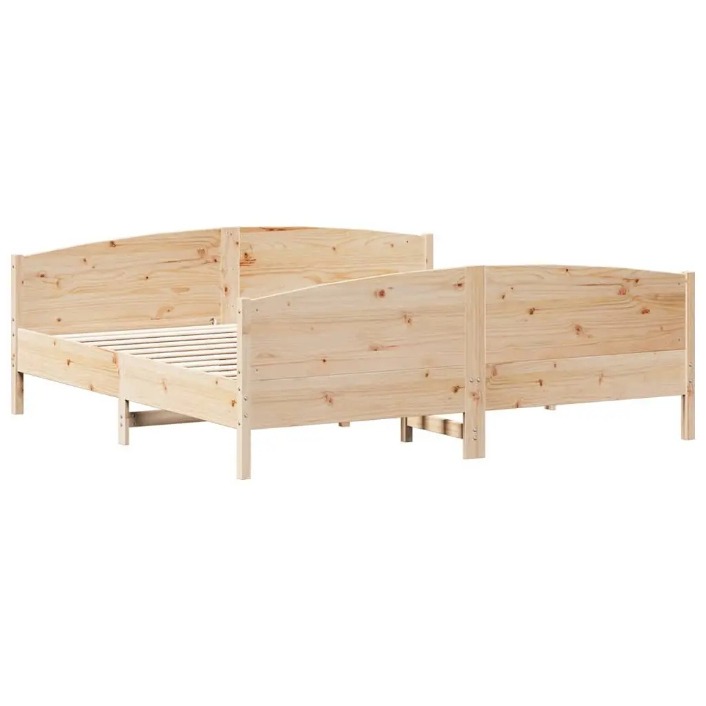 Solid Pine Wood King Bed Frame 183x203cm with Headboard
