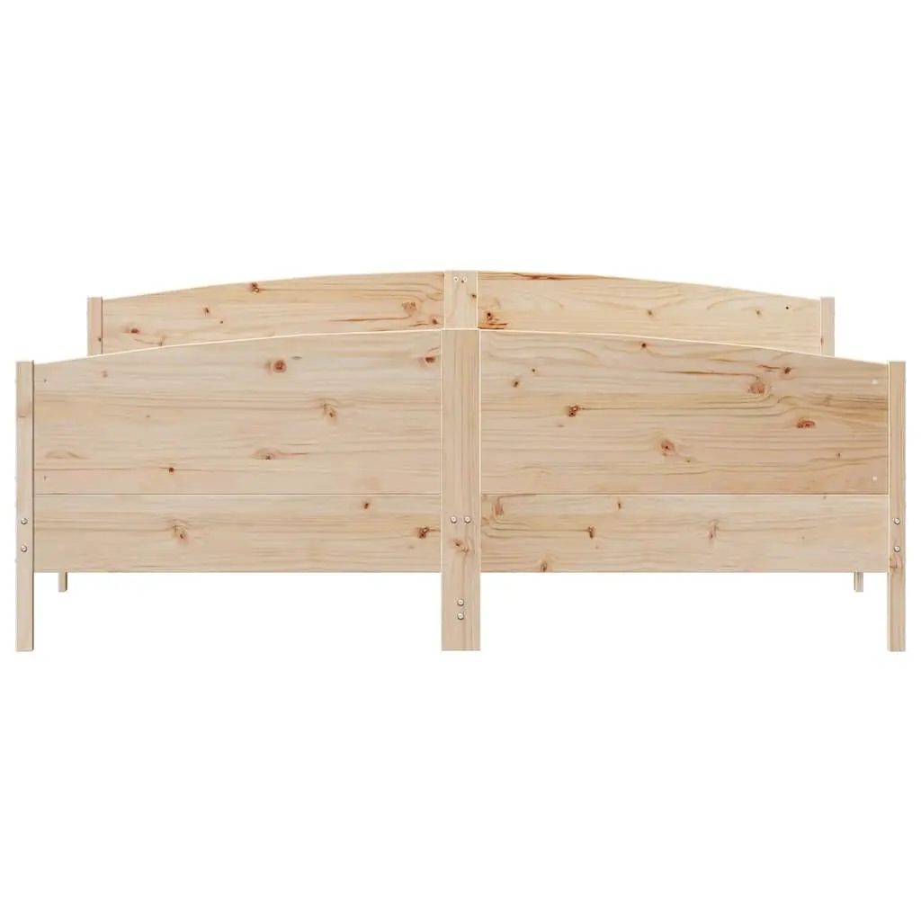 Solid Pine Wood King Bed Frame 183x203cm with Headboard