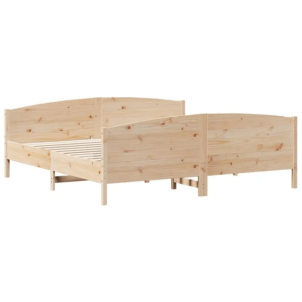 Solid Pine Wood King Bed Frame 183x203cm with Headboard