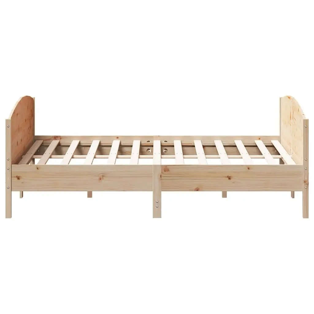 Solid Pine Wood King Bed Frame 183x203cm with Headboard