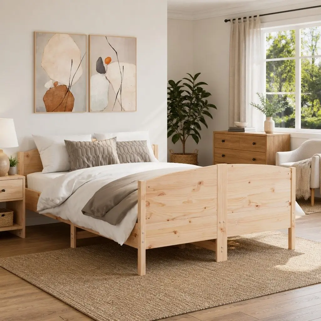 Bed Frame Solid Wood Pine 150x200 cm Bedroom Furniture