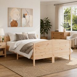 Wooden Bed Frame 150x200 cm Solid Pine for Cozy Bedrooms