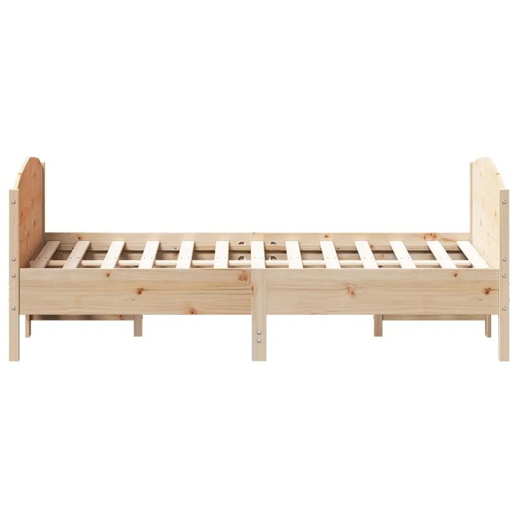 Bed Frame Solid Wood Pine 135x190 cm Bedroom Furniture with Headboard Footboard