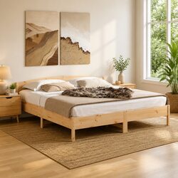 King Size Bed Frame 183x203 cm Solid Pine Wood