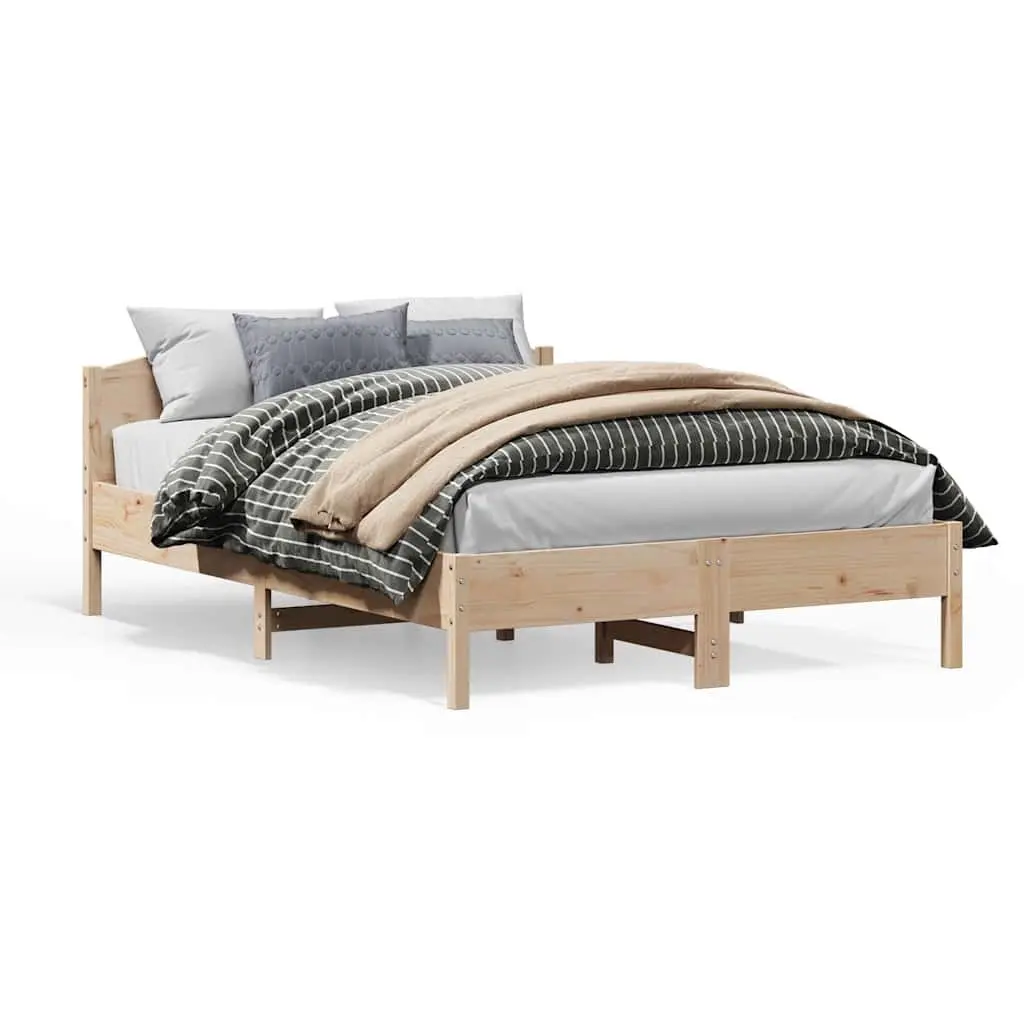 Solid Wood Pine Bed Frame 150x200 cm with Slatted Base