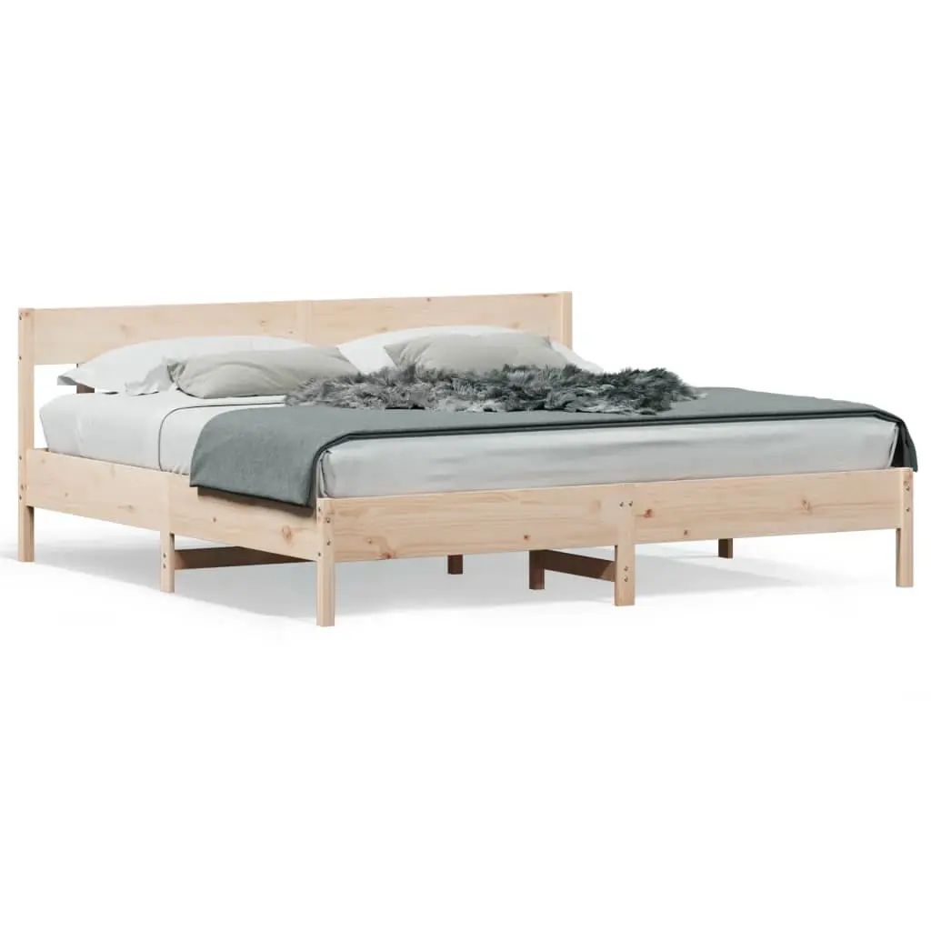 Solid Pine Wood King Bed Frame 183x203 cm Brown