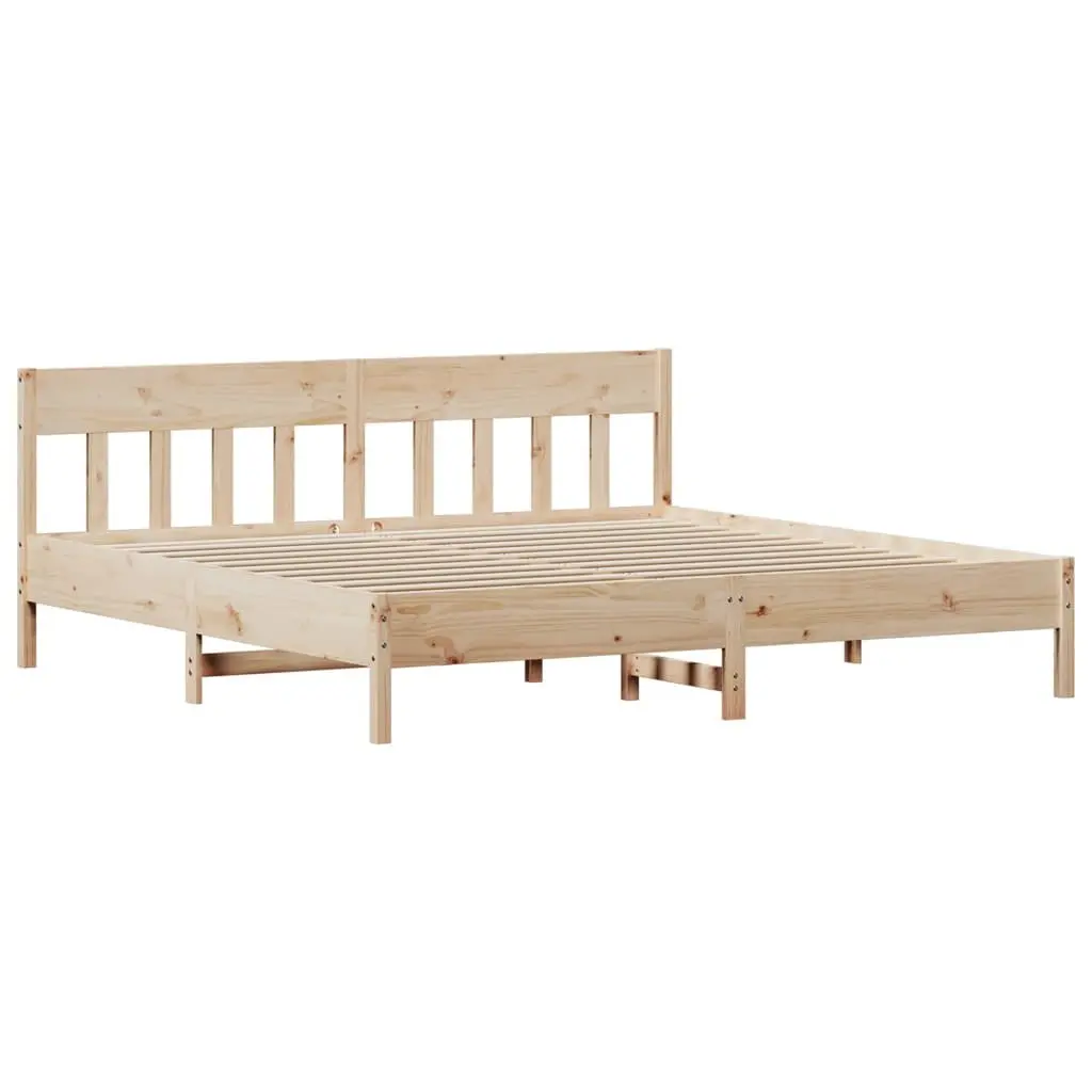 Solid Pine Wood King Bed Frame 183x203 cm Brown