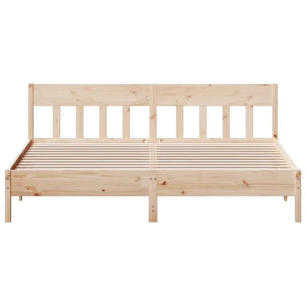 Solid Pine Wood King Bed Frame 183x203 cm Brown