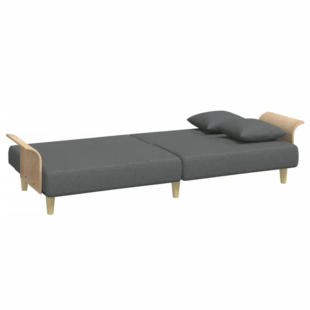 Sofa Bed Grey Velvet 2-Seater Adjustable Backrest Wooden Frame with Footstool and Pillows