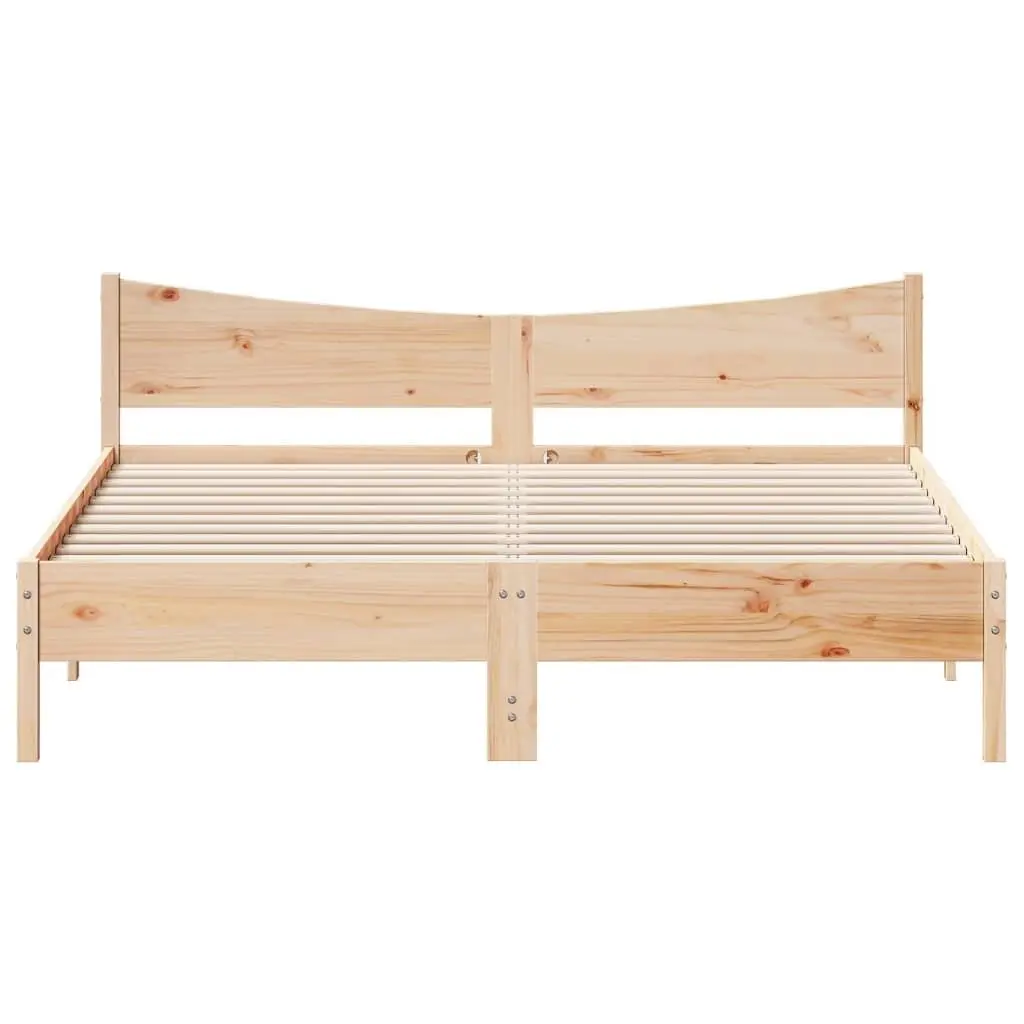 Brown Solid Wood King Bed Frame with Slatted Base 183x203cm