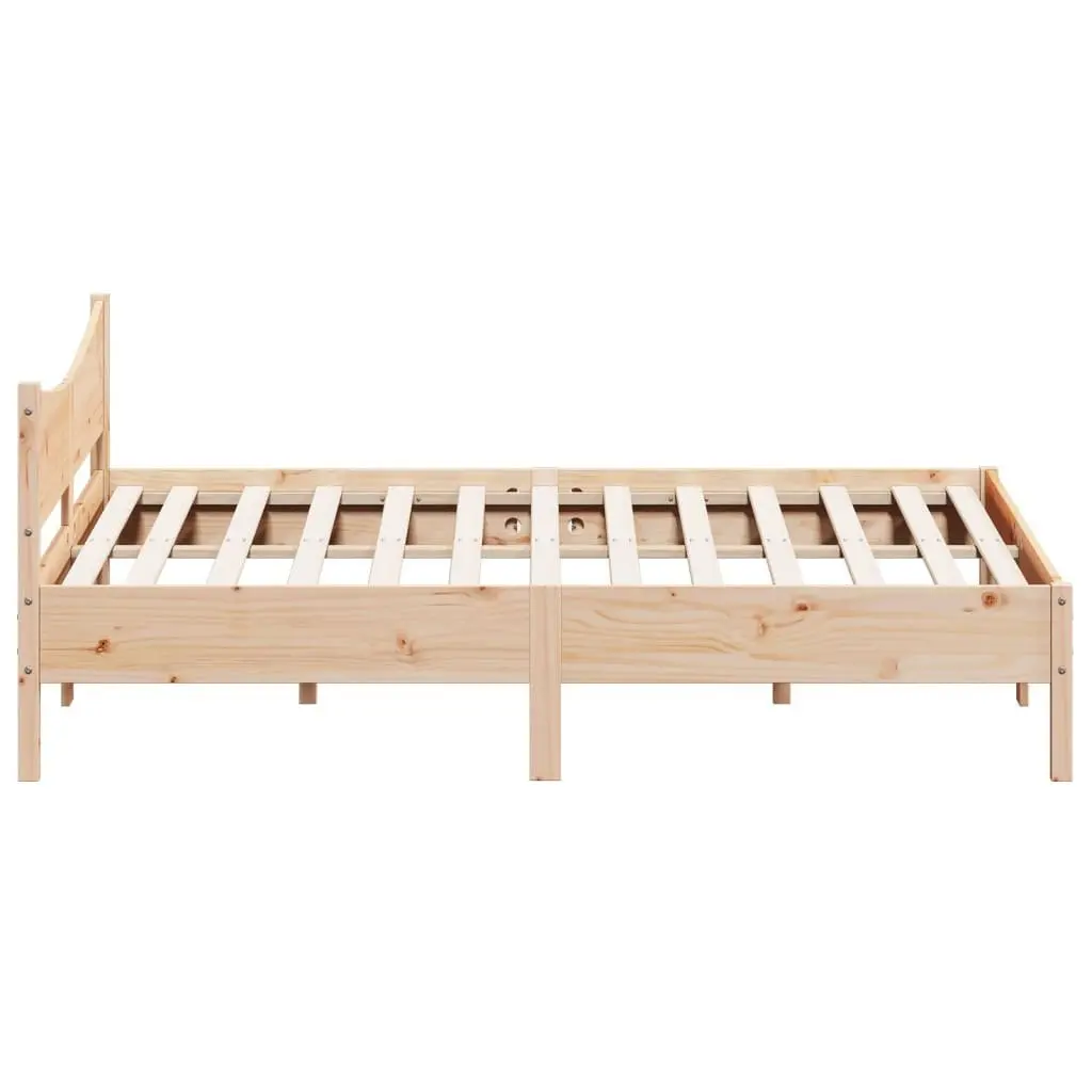 Brown Solid Wood King Bed Frame with Slatted Base 183x203cm