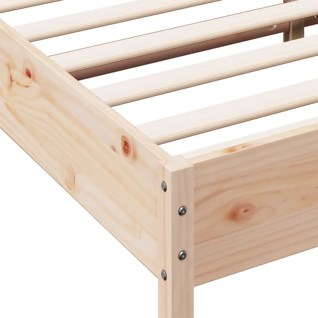 Brown Solid Wood King Bed Frame with Slatted Base 183x203cm
