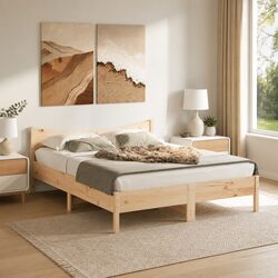Solid Wood Pine Bed Frame 150x200 cm for Cozy Bedrooms