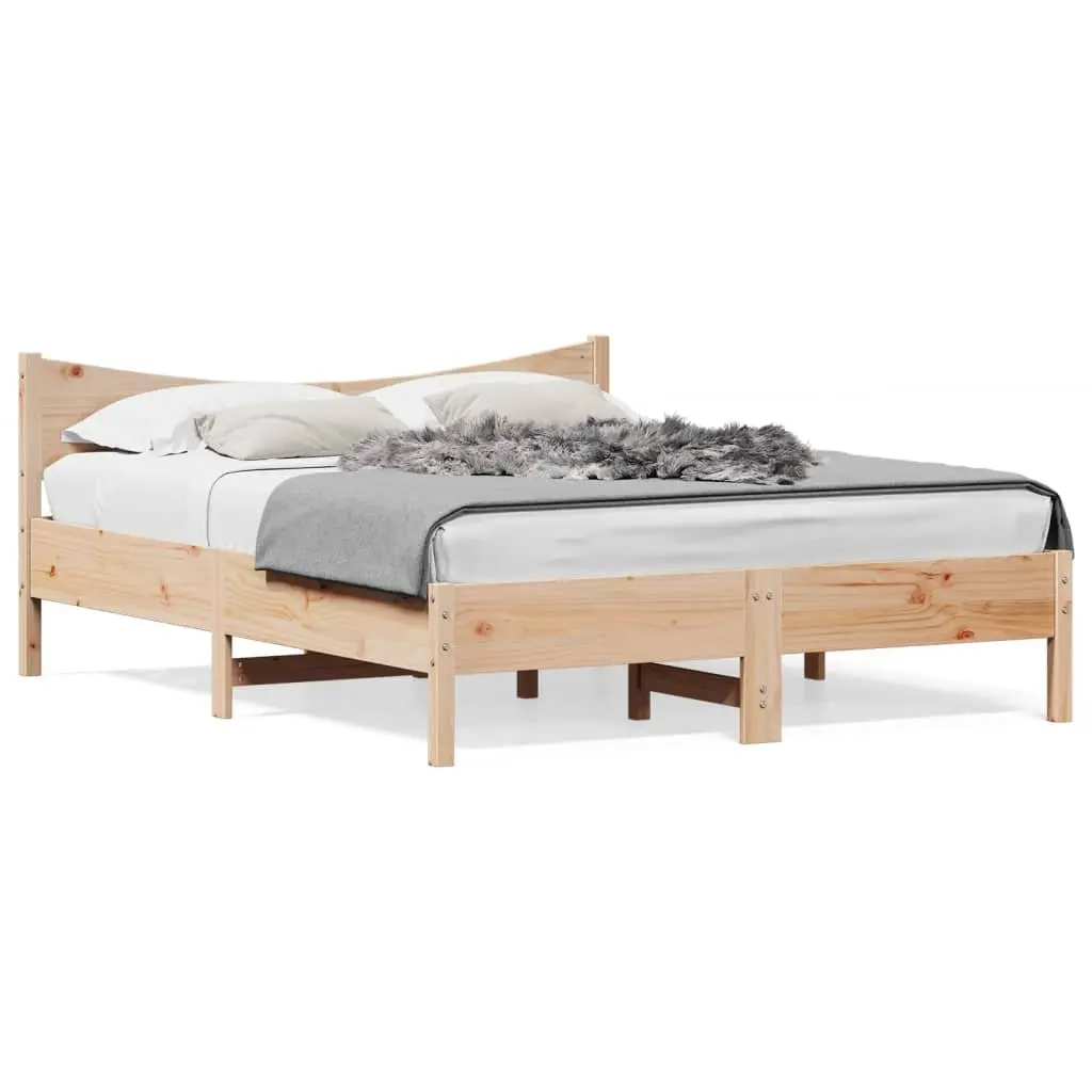 Bed Frame Solid Wood Pine 150x200 cm Slatted Base Brown