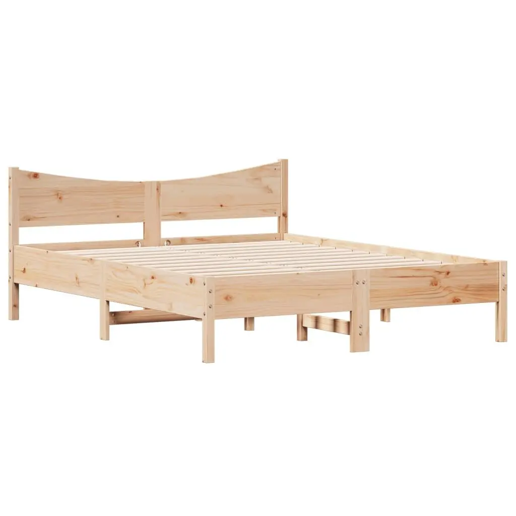 Bed Frame Solid Wood Pine 150x200 cm Slatted Base Brown