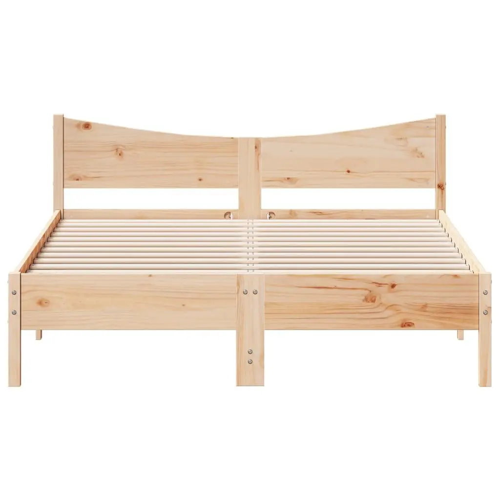Bed Frame Solid Wood Pine 150x200 cm Slatted Base Brown