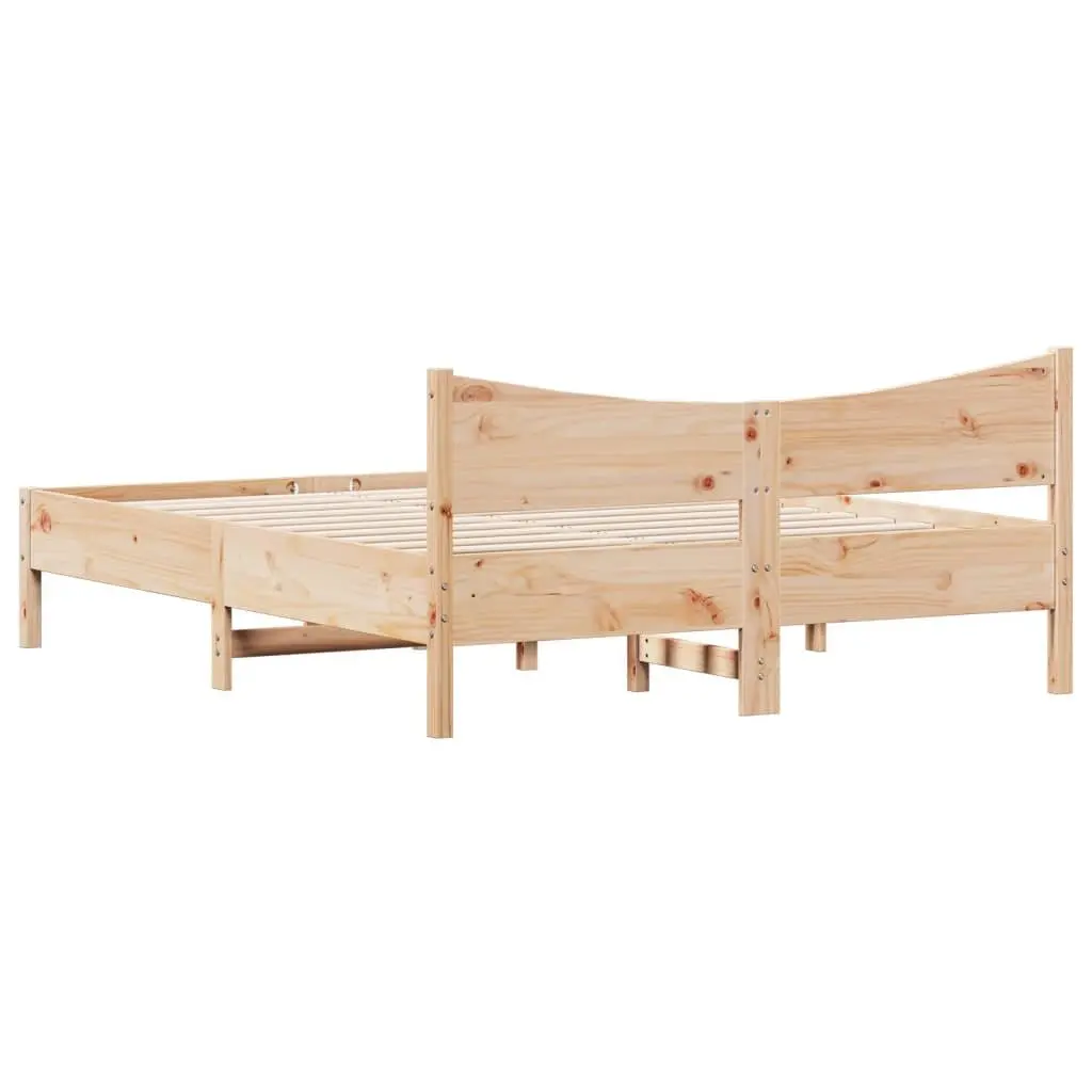 Bed Frame Solid Wood Pine 150x200 cm Slatted Base Brown