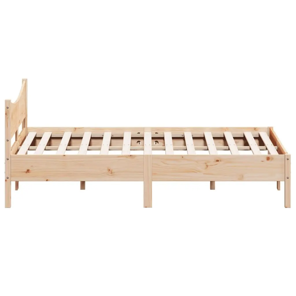 Bed Frame Solid Wood Pine 150x200 cm Slatted Base Brown