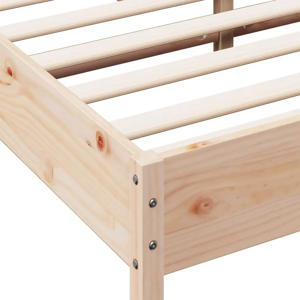 Bed Frame Solid Wood Pine 150x200 cm Slatted Base Brown
