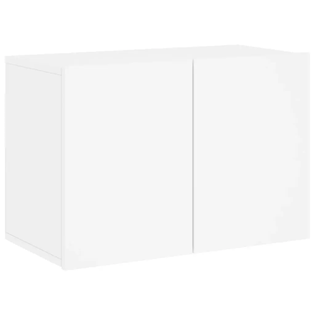 TV Wall Unit Floating 6 Piece White Engineered Wood Storage Shelves