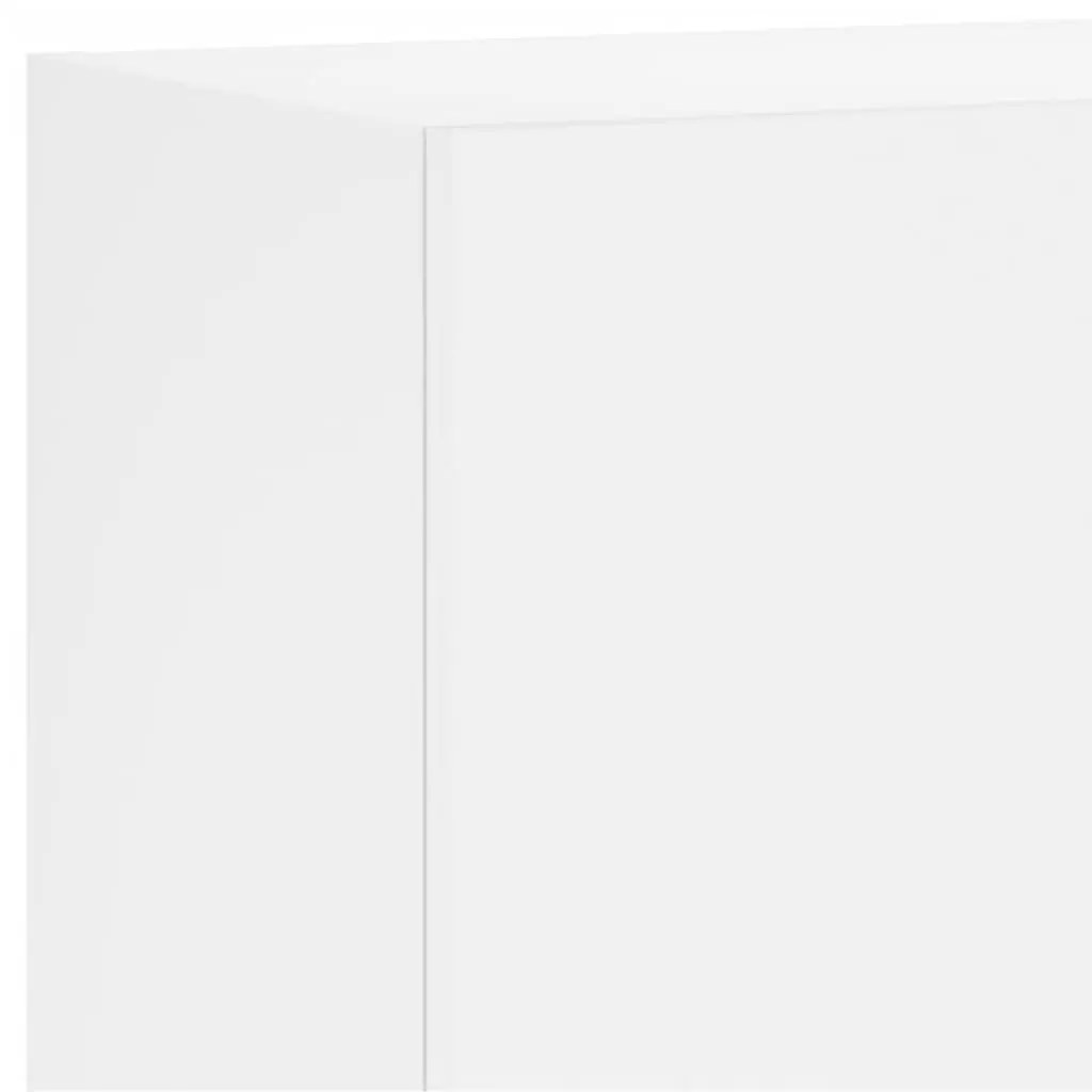TV Wall Unit Floating 6 Piece White Engineered Wood Storage Shelves