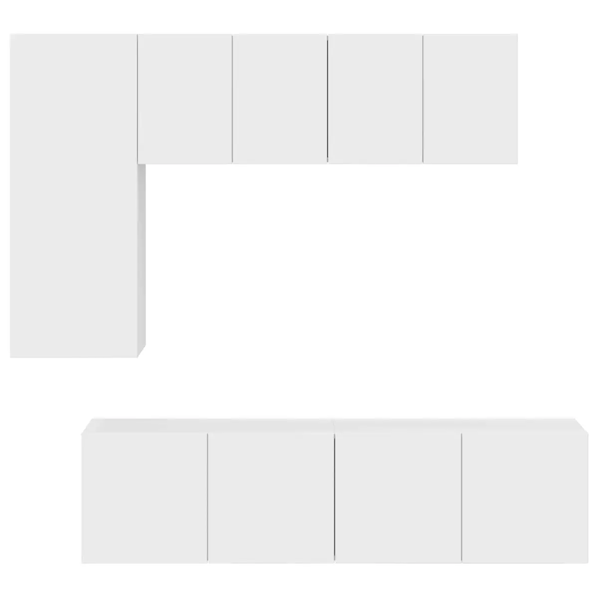 TV Wall Unit White Floating Shelves Storage Cabinet 5 Piece Wall-Mounted