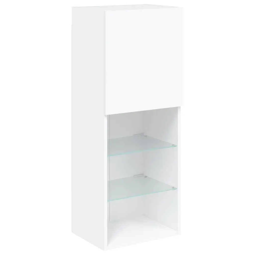 White 4 Piece Floating TV Wall Units with RGB LED Lights