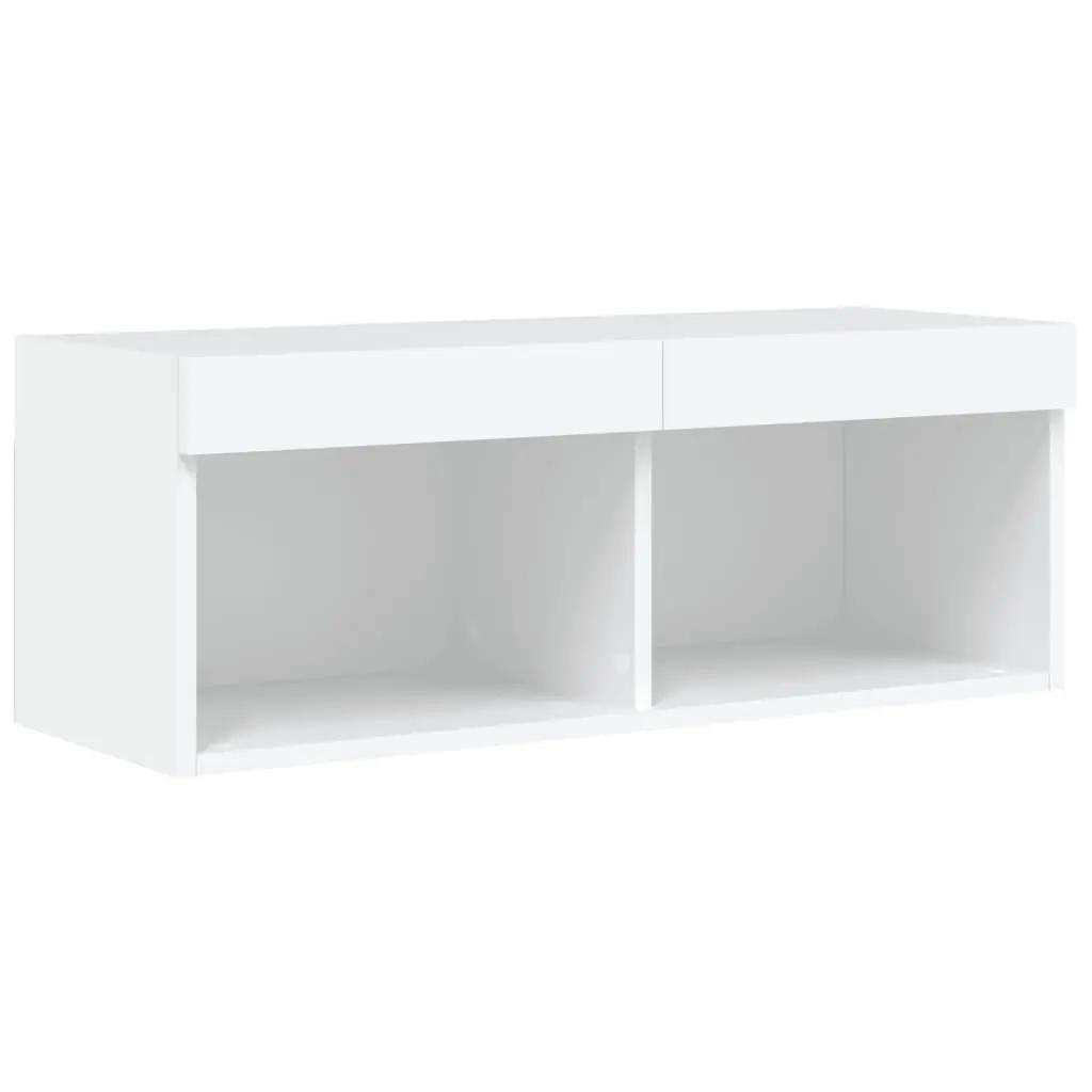 White 4 Piece Floating TV Wall Units with RGB LED Lights